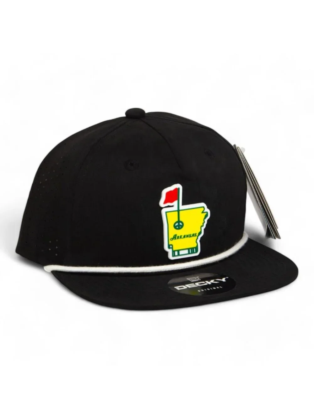 Arkansas Masters Golf 3D Perforated Rope Hat- Black/ White
